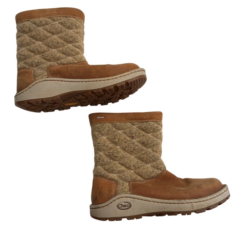 Chaco Arboro Wool Nuri Winter Boot Womens Leather Quilted Vibram Tan